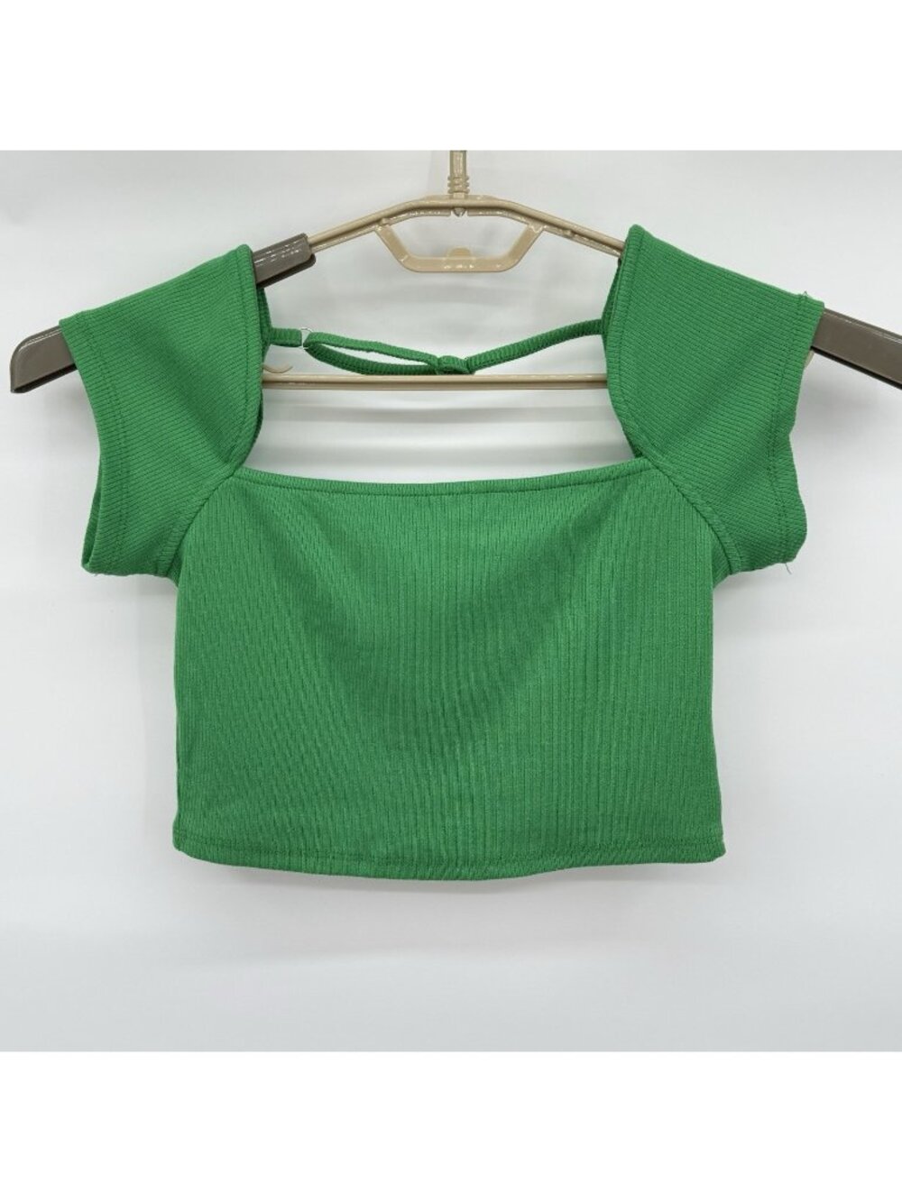 Rusttydustty Women’s Small Kelly Green Crop Top Square Neck EUC